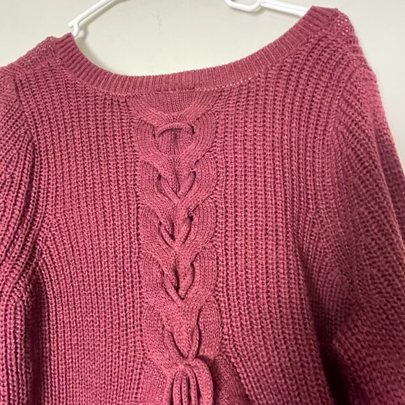 Torrid Sweater‎ Tunic Women's 0 Red V-Neck Lace-Up Back Ribbed Grandma Barn - Picture 12 of 13